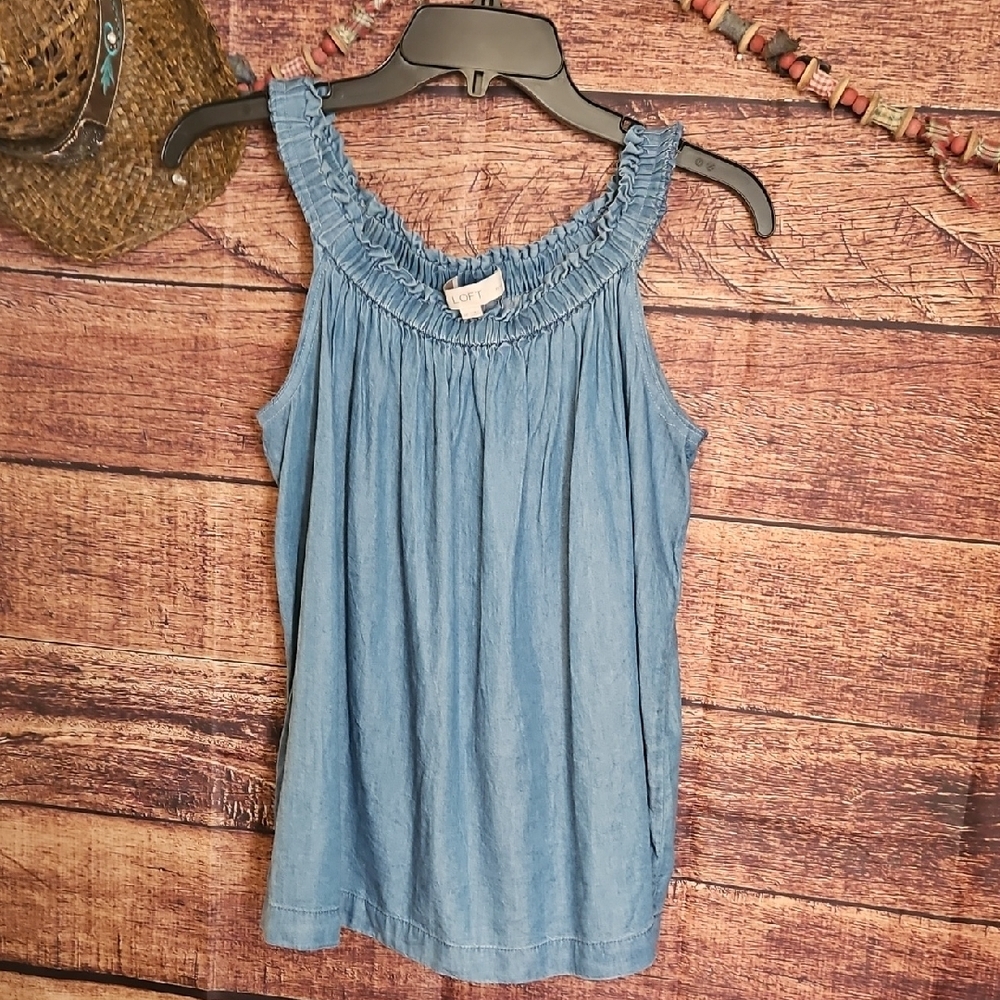 Preloved & Upcycled Lightweight Denim Sleeveless Top! Med Petite